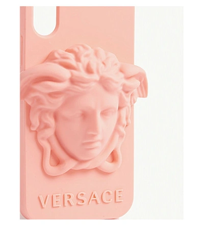 Shop Versace Medusa Logo Silicone Iphone X Case In Shell Pink
