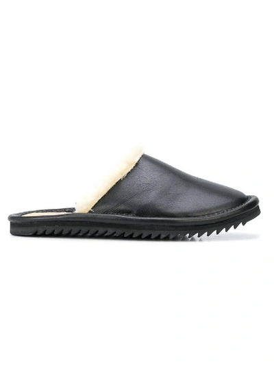 Shop Julien David Black Leather Slippers