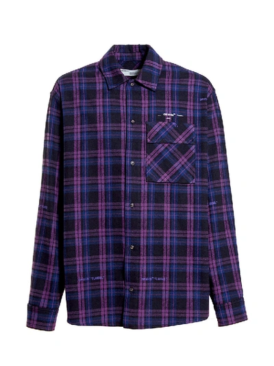 Off White Flannel Check Shirt In Black