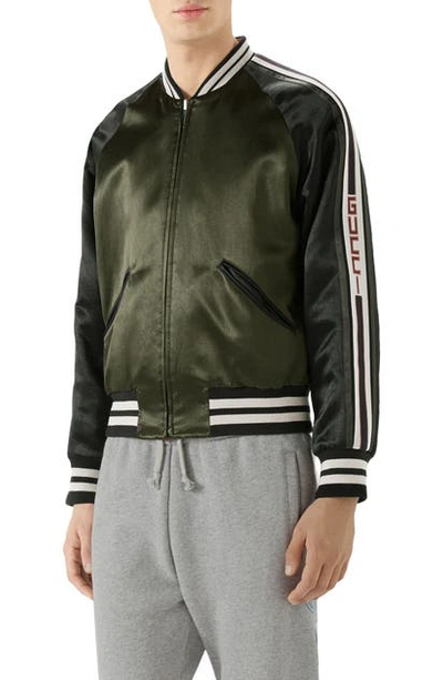 Shop Gucci Souvenir Bomber Jacket In Olive