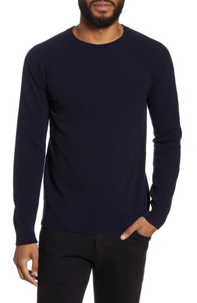 Shop Officine Generale Raglan Sleeve Cashmere & Wool Sweater In Navy