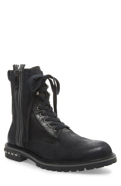 Shop Steve Madden Zuko Plain Toe Boot In Black Leather