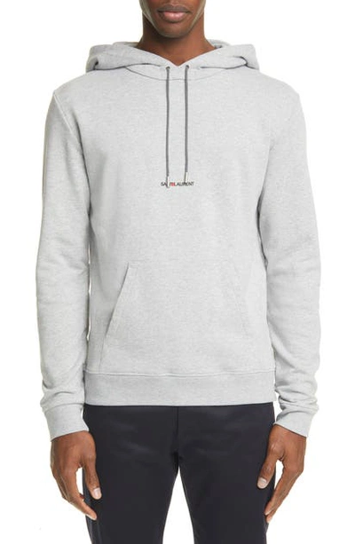 Shop Saint Laurent Logo Gauche Hoodie In Grey