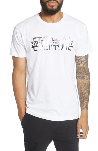 Shop Karl Lagerfeld Karl Eternal Crewneck T-shirt In White