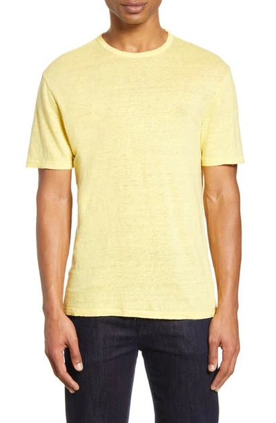 Shop Officine Generale Pigment Dyed Linen T-shirt In Faded Yellow