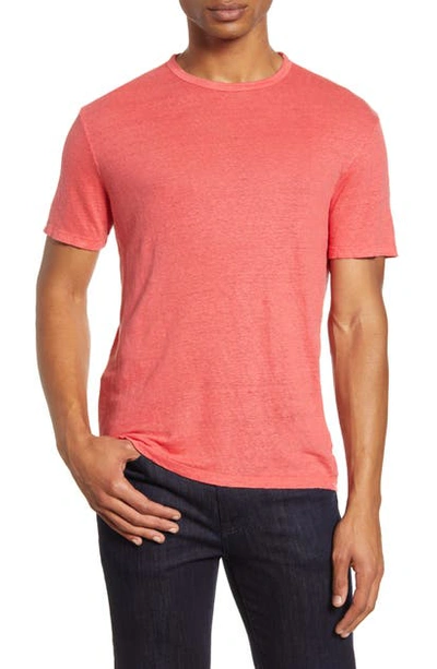 Shop Officine Generale Pigment Dyed Linen T-shirt In Faded Red