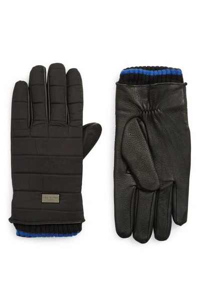 Shop Ted Baker Bummp Quilted Nylon Gloves In Black