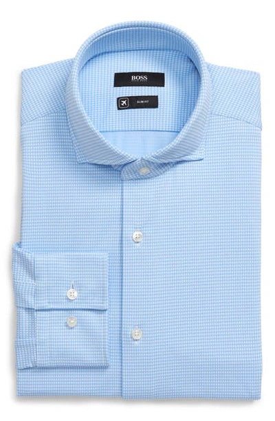 Shop Hugo Boss Slim Fit Check Dress Shirt In Light/ Pastel Blue