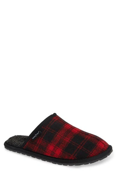 Shop Minnetonka Franklin Scuff Slipper In Red Plaid Fabric