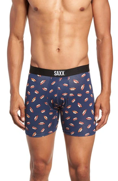 Shop Saxx 'vibe' Stretch Boxer Briefs In Navy Hot Dog