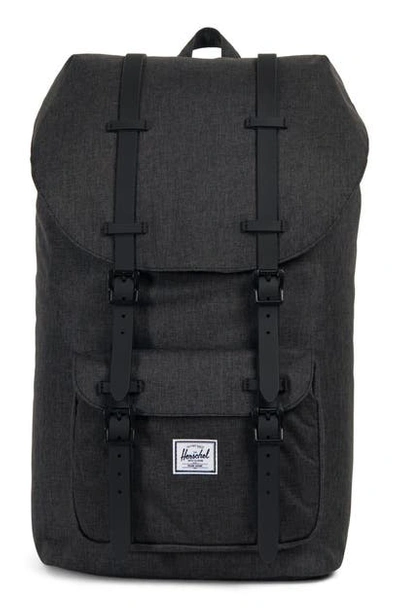 Shop Herschel Supply Co. Little America Backpack In Black Crosshatch/ Black Rubber
