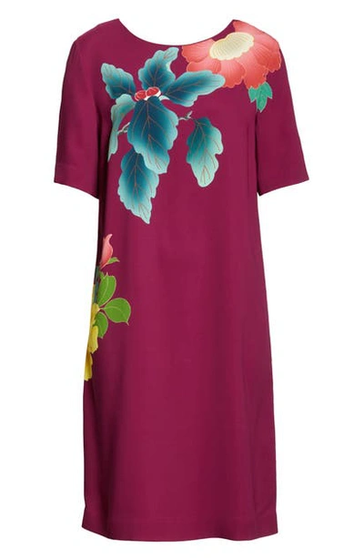 Shop Etro Floral Print Stretch Cady Shift Dress In Pink