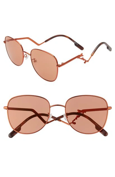 Shop Kenzo 56mm Round Sunglasses In Orange/ Roviex