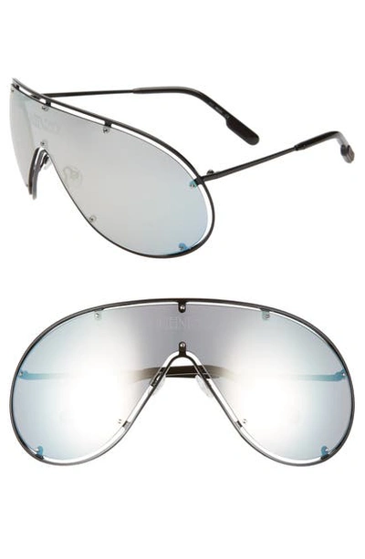 Shop Kenzo 141mm Shield Sunglasses In Black/ Mirror