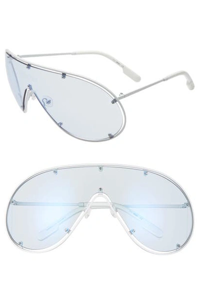 Shop Kenzo 141mm Shield Sunglasses In White/ Light Blue
