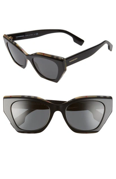 Shop Burberry 52mm Butterfly Sunglasses In Black/ Black Solid