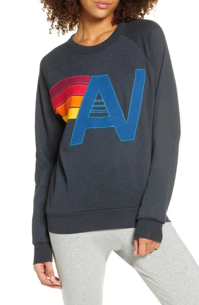 Shop Aviator Nation Logo Stitch Sweatshirt In Charcoal