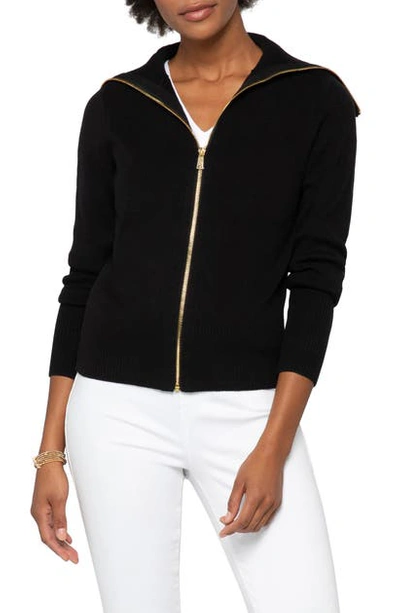 Shop Nic + Zoe Moto Zip Knit Jacket In Black Onyx
