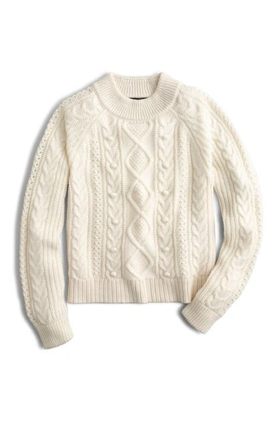 Shop Jcrew Azra Cable Knit Pullover In Natural
