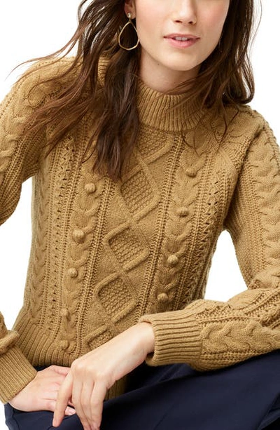 Shop Jcrew Azra Cable Knit Pullover In Melted Caramel