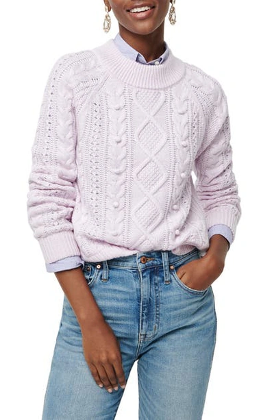 Shop Jcrew Azra Cable Knit Pullover In Vivid Lilac