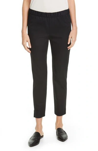 Shop Eileen Fisher Organic Stretch Cotton Slit Hem Ankle Pants In Black
