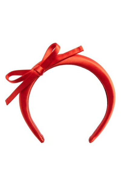 Shop Prada Bow Padded Headband In Fuoco