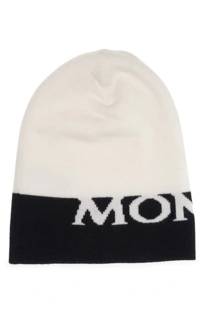Shop Moncler Intarsia Logo Wool & Cashmere Beanie In Black