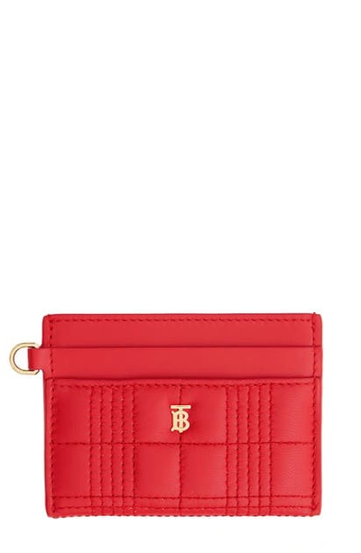 Shop Burberry Sandon Quilted Leather Card Case In Bright Red