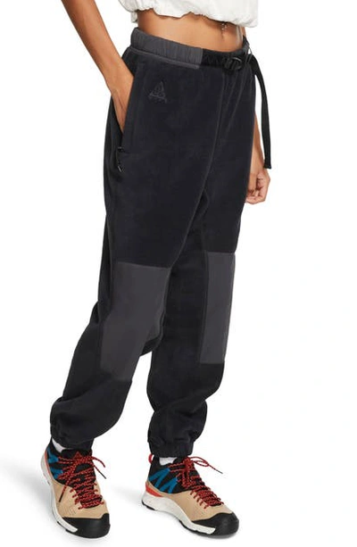 Shop Nike Acg Trail Microfleece Pants In Black/ Anthracite