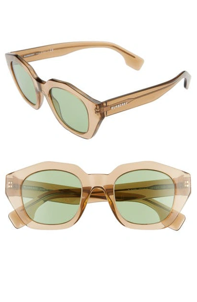 Shop Burberry 46mm Geometric Sunglasses In Transp Brown/ Green Solid