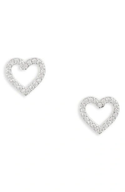 Shop Estella Bartlett Pave Open Heart Stud Earrings In Silver