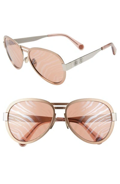 Shop Roberto Cavalli 59mm Mirrored Aviator Sunglasses In Gold/ Brown Mirror