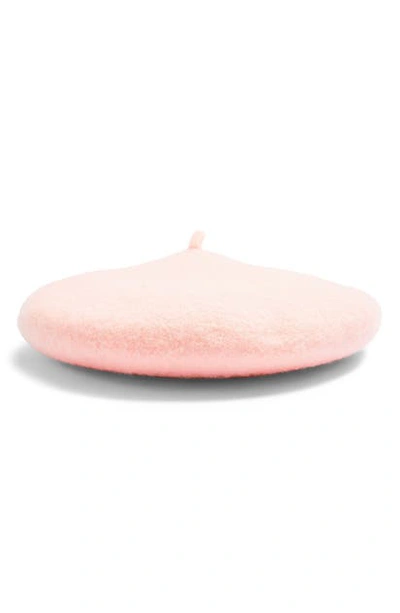 Shop Topshop Wool Blend Beret In Light Pink