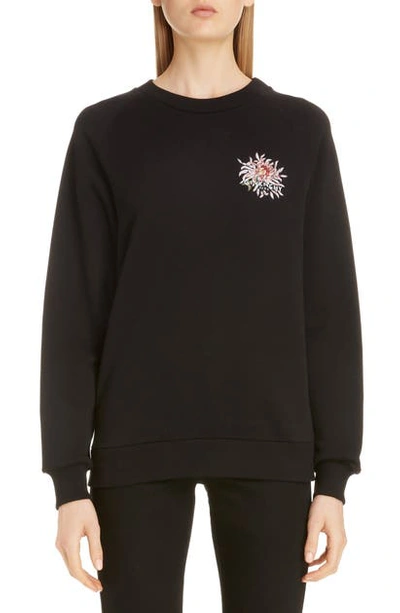 Shop Givenchy Beaded Floral Logo Sweatshirt In Black