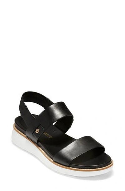 Shop Cole Haan Zerogrand Double Band Sandal In Black/ Optic White Leather