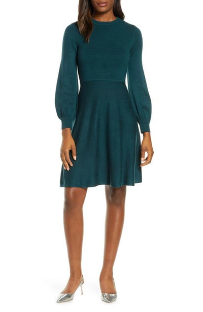 Shop Eliza J Fit & Flare Sweater Dress In Green