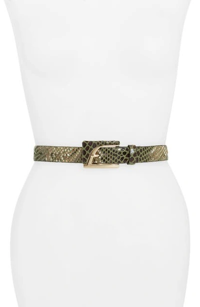 Shop Topshop Diana Metallic Snakeskin Print Belt In Green Multi