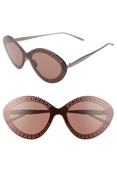 Shop Alaïa 51mm Rounded Cat Eye Sunglasses In Light Ruthenium/ Brown