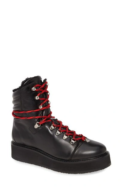 Shop Allsaints Fay Platform Hiker Boot In Black Leather