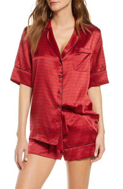 Shop Kiki De Montparnasse Silk Short Pajamas In Red