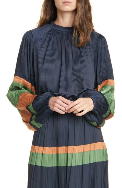Shop Ulla Johnson Rosa Stripe Sleeve Blouse In Midnight