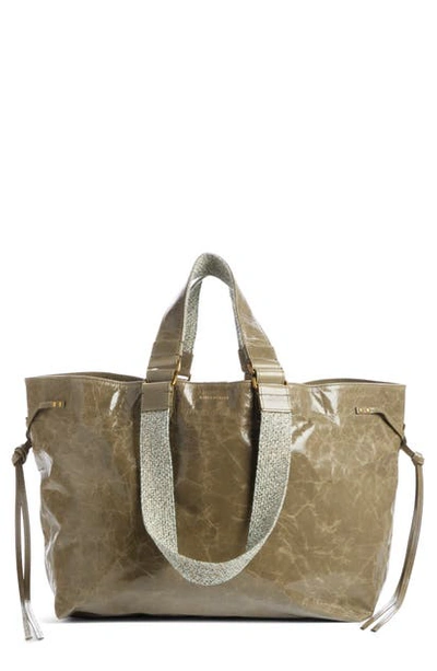 Shop Isabel Marant New Wardy Leather Tote In Light Khaki