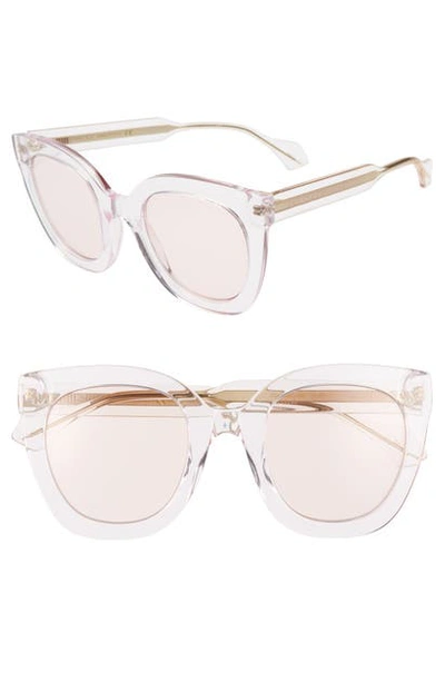 Shop Gucci 51mm Cat Eye Sunglasses In Transparent / Pink Solid