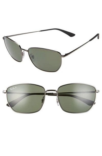 Shop Ray Ban 58mm Polarized Navigator Sunglasses In Gunmetal/ Dark Green Polar