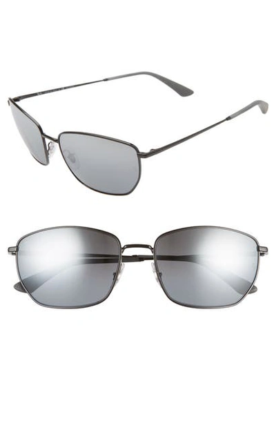 Shop Ray Ban 60mm Polarized Sunglasses In Balck/ Grey Grad Sil Polar