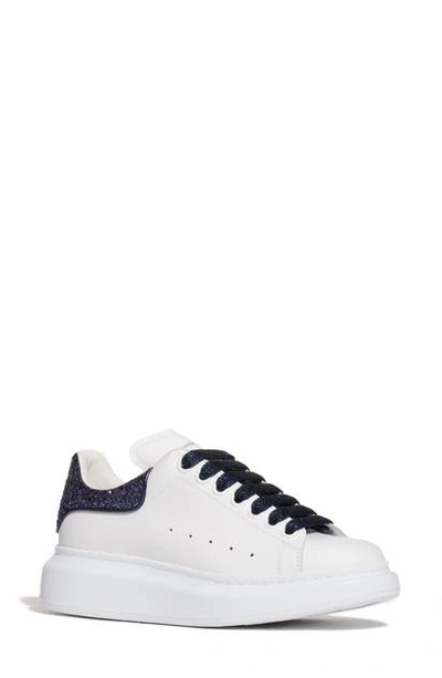Shop Alexander Mcqueen Sneaker In White/ Navy Glitter