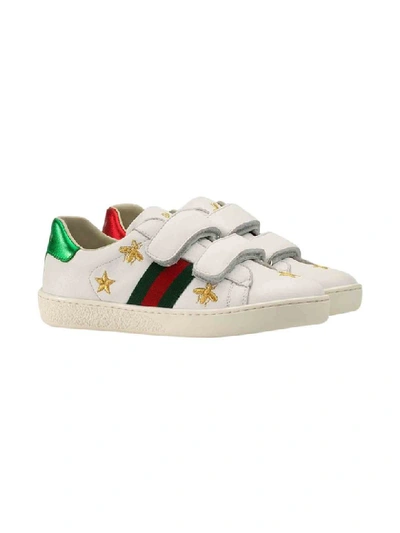 Shop Gucci White Sneakers With Golde Bee In Bianco