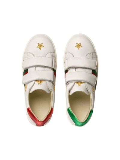 Shop Gucci White Sneakers With Golde Bee In Bianco