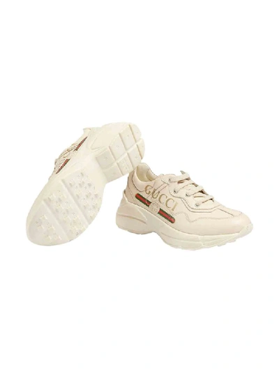 Shop Gucci White Sneakers With Multicolore Details In Unica